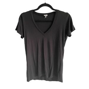 SPLENDID V-Neck Cotton Modal Short Sleeve T-Shirt Black XS